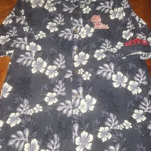 Ole Miss Men's Floral Button Down Shirt - Navy and White